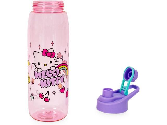Sanrio Hello Kitty Rainbow Treats and Stars 28-Ounce Water Bottle with Lid BPA-Free Plastic Sports Jug With Leakproof Screw-Top Lid Hydration...