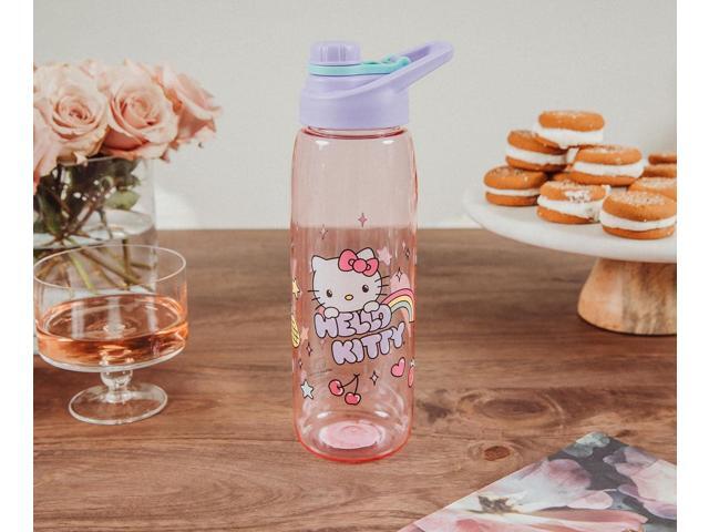 Sanrio Hello Kitty Rainbow Treats and Stars 28-Ounce Water Bottle with Lid BPA-Free Plastic Sports Jug With Leakproof Screw-Top Lid Hydration...