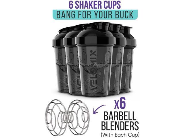-6 PACK- Shaker Cups for Protein Shakes 20 oz - 6x Wire Whisk Leak Proof Protein Shaker Bottle for Protein Shakes, Shaker Bottle Pack for Pre &...