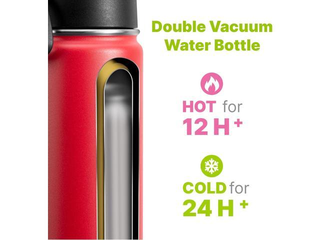 16 oz Water Bottle for Kids-Stainless Steel Double Wall Vacuum Insulated Sports Water Bottles for School, Metal Leak-Proof Water Flask with Straw...
