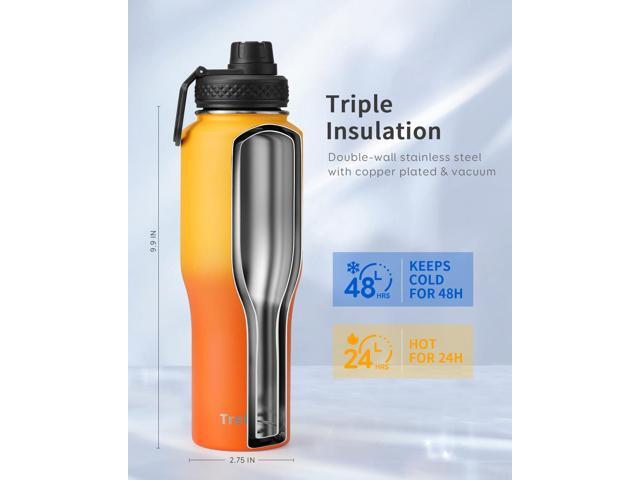 Trebo 32oz Insulated Water Bottle that Fits in Cup Holder, Stainless Steel Bottles Tumbler Double Wall Metal with Straw Spout Lids,Travel Flask...