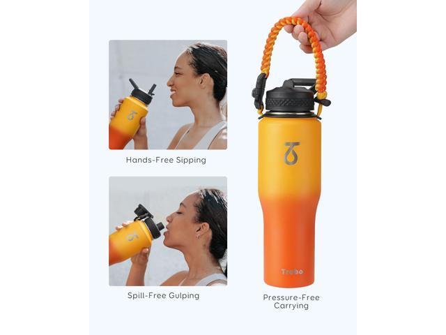 Trebo 32oz Insulated Water Bottle that Fits in Cup Holder, Stainless Steel Bottles Tumbler Double Wall Metal with Straw Spout Lids,Travel Flask...