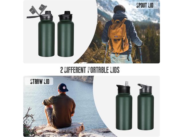 32 oz Insulated Water Bottle Bulk 8 Pack, Stainless Steel Sports Water Bottles with Straw Lid & Wide Mouth Lids, Double Walled Vacuum, Leak Proof,...