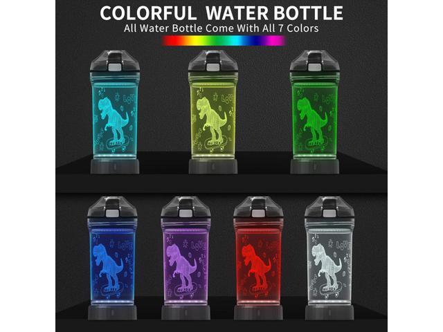 Lightzz Kids Watter Bottle3D Dinosaur Cup with LED Illusion Light with 7 Color Changing Light - 14 0z BPA Free - Creative Travel Cup Dinosaur Gift...