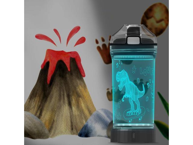 Lightzz Kids Watter Bottle3D Dinosaur Cup with LED Illusion Light with 7 Color Changing Light - 14 0z BPA Free - Creative Travel Cup Dinosaur Gift...