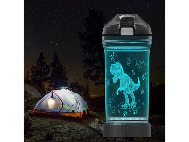 Lightzz Kids Watter Bottle3D Dinosaur Cup with LED Illusion Light with 7 Color Changing Light - 14 0z BPA Free - Creative Travel Cup Dinosaur Gift...