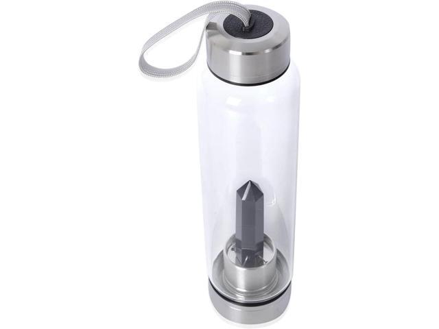 Shop LC Crystal Water Bottle Glass Clear Quartz with Spiritual Energy Stainless Steel Perfect for Yoga Meditation Healing Stones Birthday Gifts