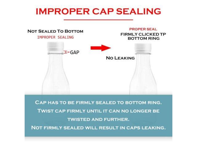 Holotap 30 Pack Empty PET Plastic Juice Bottles 14 OZ Clear Disposable Bulk Drink Bottles with Black Tamper Evident Caps Lids (14 OZ, Black)