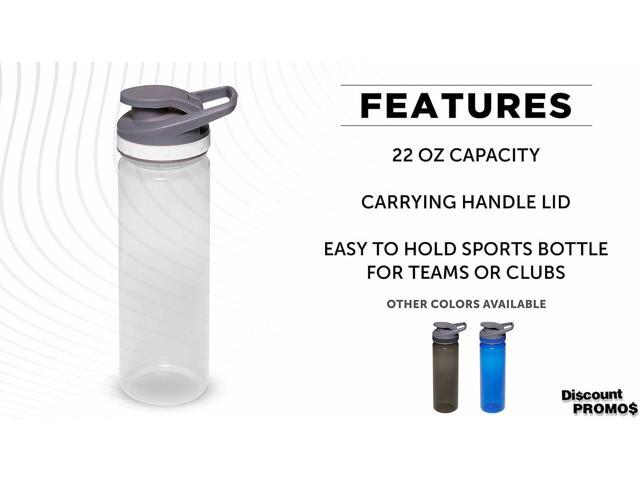 DISCOUNT PROMOS Sports Water Bottles 22 oz. Set of 10, Bulk Pack - Reusable, Leak proof, With lids - Clear