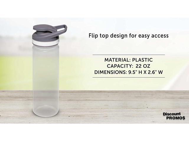 DISCOUNT PROMOS Sports Water Bottles 22 oz. Set of 10, Bulk Pack - Reusable, Leak proof, With lids - Clear