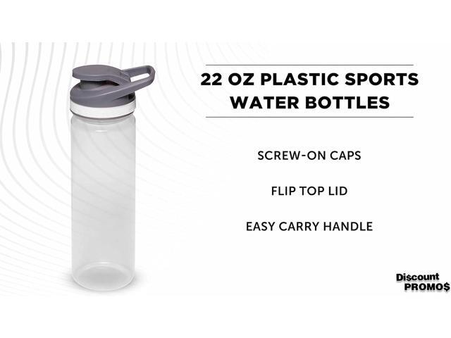 DISCOUNT PROMOS Sports Water Bottles 22 oz. Set of 10, Bulk Pack - Reusable, Leak proof, With lids - Clear