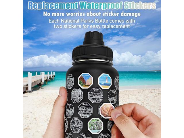 National Parks Water Bottle with Stickers,32 oz Stainless Steel Insulated Water Bottle with Straw,2 Lids,Leak Proof Metal Water Cup for...