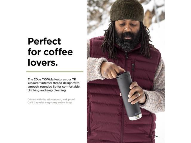 Klean Kanteen TKWide Insulated Coffee Tumbler with Cafe Cap - Stainless Steel & Thermal Tumbler - Black, 20 oz