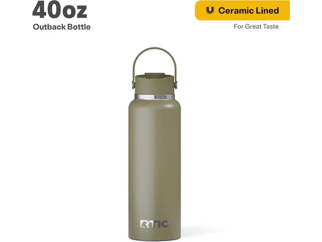 RTIC 40oz Outback Bottle, Ceramic Lined, Insulated, Stainless Steel, Metal, Double Wall Vacuum-Insulation, Leak-Proof Lid, BPA-Free Water Flask...