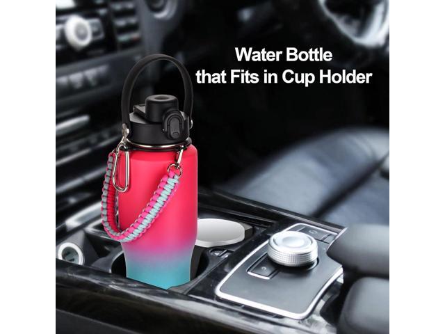 32 oz Insulated Water Bottle with Paracord Handles &Strap, Double Wall Metal Stainless Steel Tumbler Travel Flask with Straw Lid and Spout Lid,...