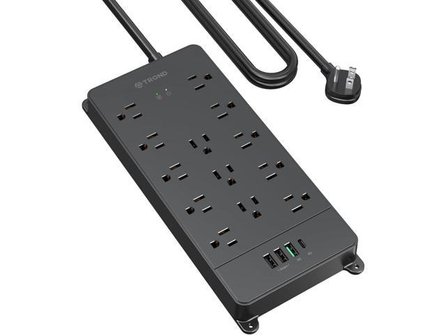 TROND Surge Protector Power Strip, 5ft Heavy Duty Extension Cord with 32W USB C & QC 3.0 Charger, 4000 Joules, ETL Listed, 13 Wide Spaced Outlets,...