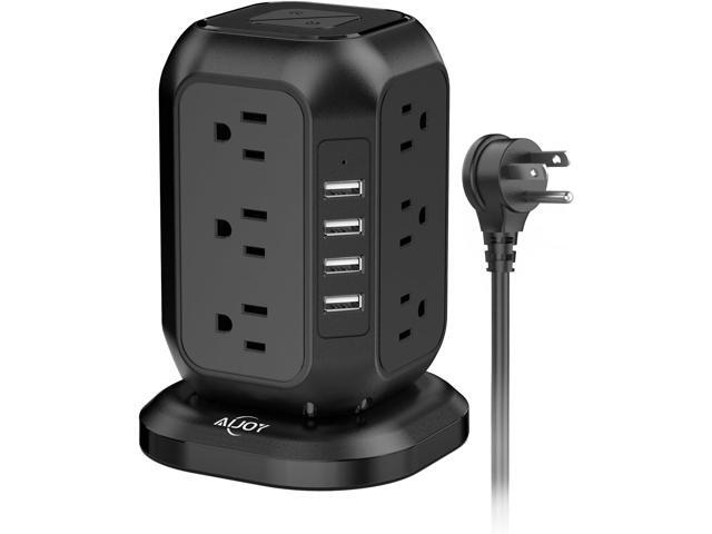 Power Strip Tower with USB Ports-AiJoy Surge Protector with 12 AC Outlet and 4 USB Ports, 10 Ft Extension Cord with Multiple Outlets, Charging.