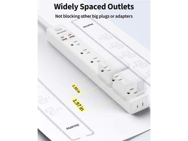10 Ft Power Strip Surge Protector - 7 Outlets 4 USB Ports (2 USB C), Ultra Thin Flat Extension Cord & Flat Plug, 1700 Joules, Wall Mount, Desk...