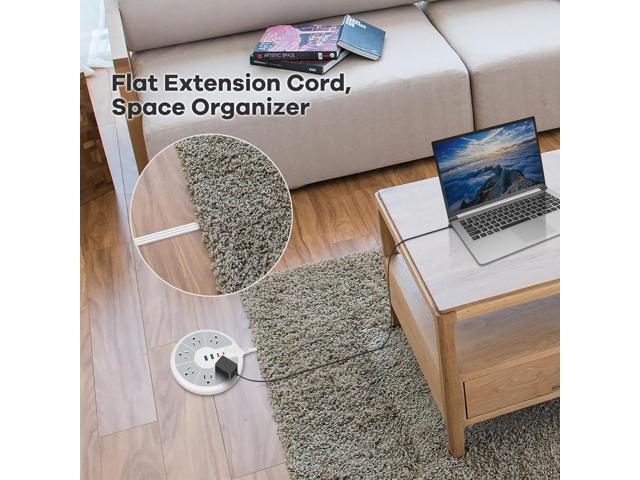 Ultra-Thin Cord Power Strip Fast USB C - 6-Outlet Power Strip Surge Protector with 3 USB Ports - Compact Charging Station Plug Extender for Desk,...