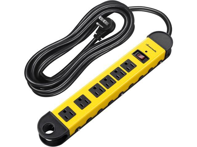 DEWENWILS Metal Power Strip, 6-Outlet Heavy Duty Surge Protector with 15FT Long Cord, UL Listed, 14AWG/3C, 15A Circuit Breaker, 900 Joules, Low...