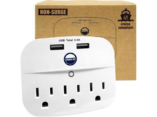 Cruise Approved Power Strip - Non Surge Protector for Cruise Ship with 2 USB Outlets - Cruise Ship Essentials 2025 for Carnival, Princess,...