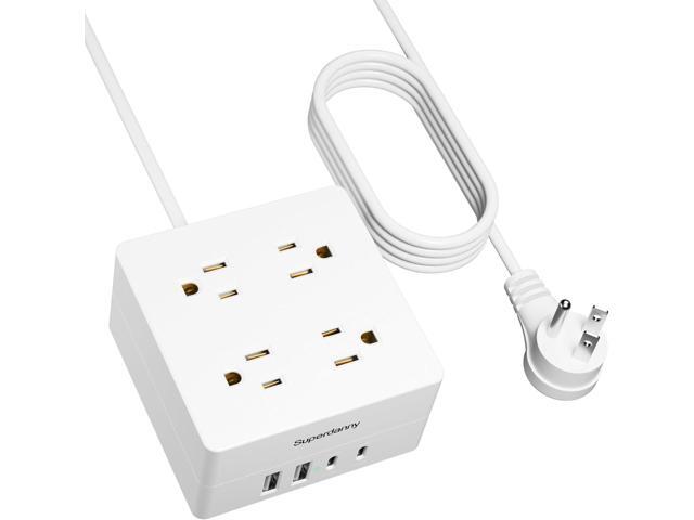 Power Strip Surge Protector - SUPERDANNY 5 Ft Extension Cord with 4 Outlets & 4 USBs, 900 Joules, Overload Switch, Grounded, Mountable, Desktop...