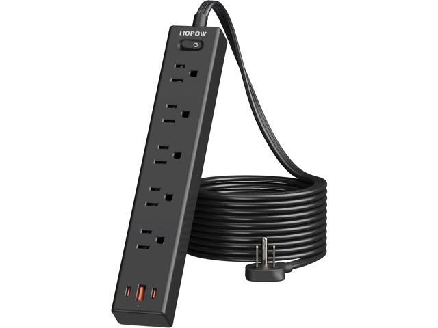 Power Strip Surge Protector, 10 Ft Ultra Flat Extension Cord, Surge Protector with 5 Outlets & 3 USB Ports (2 USB C), 1700 Joules, Wall Mount,...