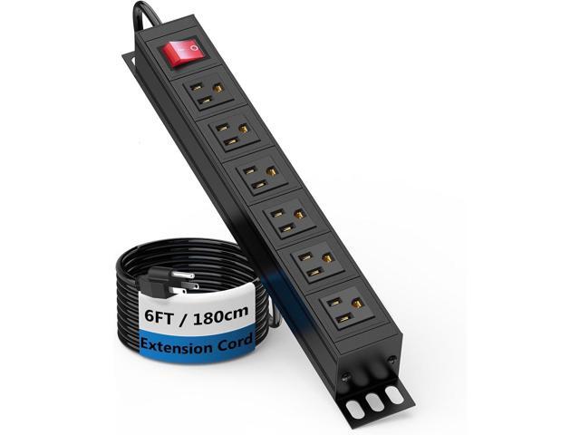 BTU 6 Outlet Power Strip, Metal Mountable Power Strip Surge Protector, Heavy Duty Wall Mount Power Outlet for Commercial, Industrial, Workshop, 6FT...