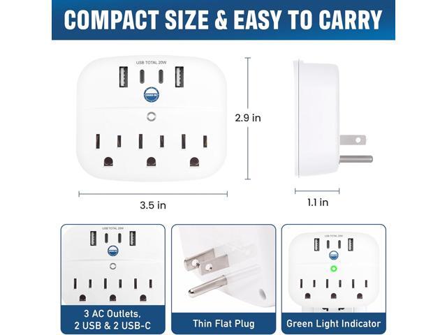 Cruise Approved Non Surge Power Strip [2 USBC, 2 USB, 3 AC] - Cruise Essentials for Carnival, Celebrity, Princess, Norwegian, MSC & Major Cruise Lines