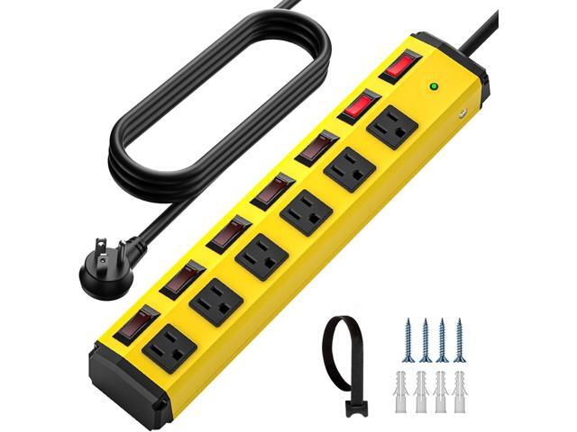 CRST 6-Outlet Heavy Duty Metal Power Strip with Individual Switches, 15AMP/1875W Surge Protector Power Strip(1200 Joules) for Home Garage Office...