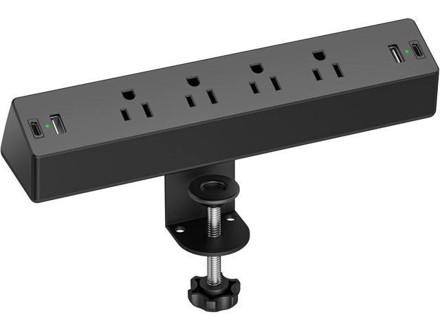 Desk Clamp Surge Protector, 10 FT Extension Cord, Fast Charging Station with 4 AC Outlets 2 USB-A and 2 USB-C Ports, Fit 1.7 inch Tabletop Edge,...