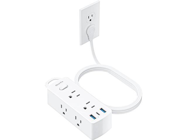 Power Strip Surge Protector, Olcorife Ultra Thin Flat Plug Extension Cord 5ft, 6 Outlets 3 USB Ports(1 USB C), 3 Sided Outlet Extender for Home...