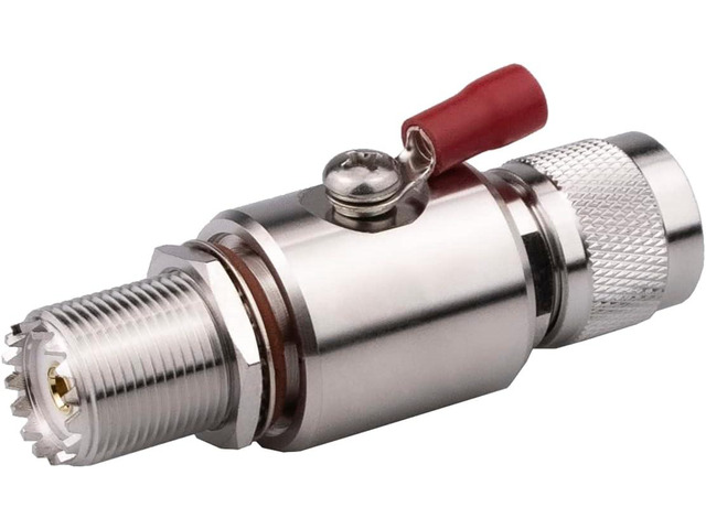 PL-259 Lightning Surge Protector UHF Lightning Arrestor PL259 Male to SO239 Female Bulkhead for CB Ham Base Antennas