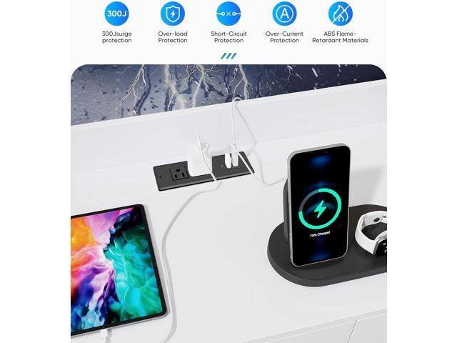 Recessed Power Strip, Flush Mounted Drawer Outlet with PD 20W Fast Charging USB-C Ports, Recessed Outlet for Conference Rooms, Office Tables,...