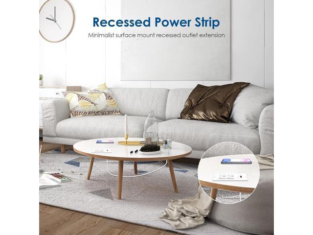 Conference Recessed Power Strip USB C PD 20W Fast Charging,Furniture Recessed Outlet,2 Outlets,2 USB Ports Table Power Strip,Flush Mount Power...