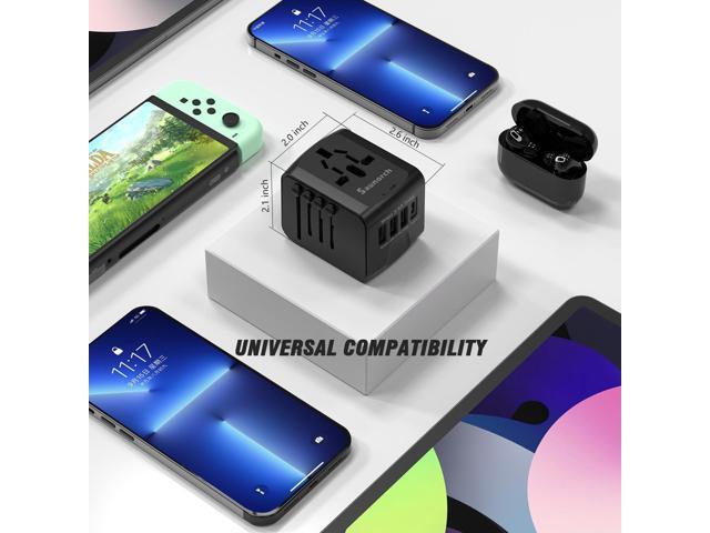 Universal International Travel Power Adapter W/High Speed 2.4A USB, 3.0A Type-C Wall Charger, European Adapter, Worldwide AC Outlet Plugs Adapters...