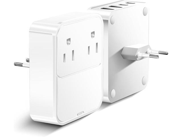 VHBW European Travel Plug Adapter, USB C Charger 30W PD Fast Charger with 2 AC Outlets Extender, 2 USB-C, 2 UBS-A International Power Adapter for...