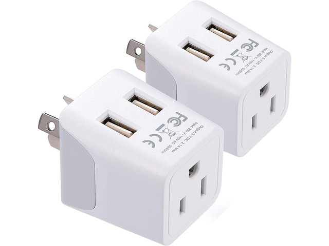 Ceptics Australia, New Zealand, China Travel Adapter Plug with Dual USB Input - Ultra Compact - USA to Type I - Perfect for Cell Phones, Chargers,...