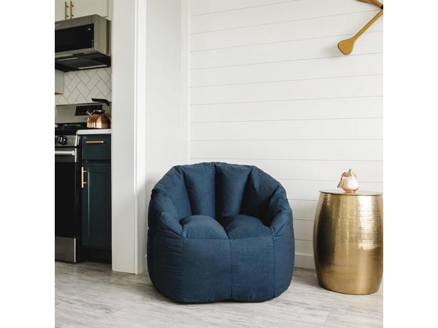 Big Joe Milano Bean Bag Chair for Kids, Teens, Adults, Denim Cobalt Lenox, Durable Woven Polyester, 2.5 foot Refillable