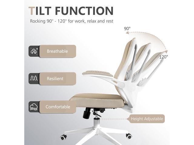 Office Chair, Ergonomic High Back Comfy Desk Chairs and Flip-up Armrest Lumbar, Swivel Tilt Function Backrest Computer Chair,PU Rolling Wheels...