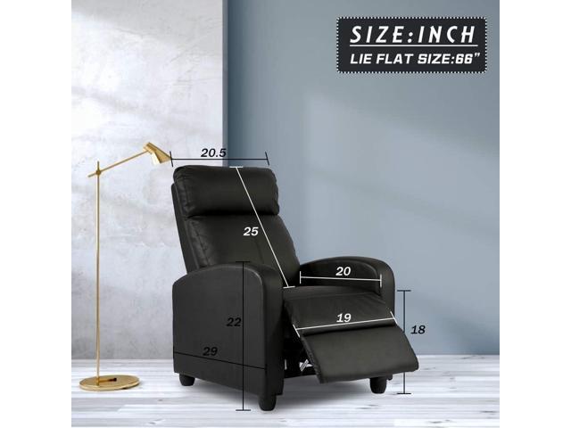 FDW Recliner Chair for Living Room Home Theater Seating Single Reclining Sofa Lounge with Padded Seat Backrest (Black)