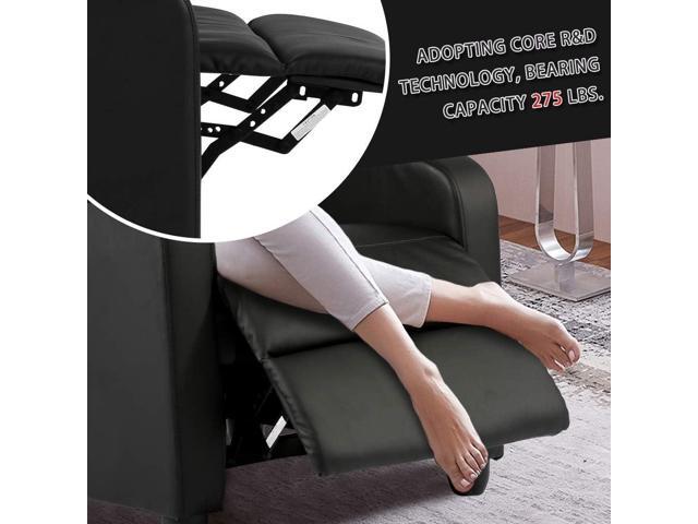FDW Recliner Chair for Living Room Home Theater Seating Single Reclining Sofa Lounge with Padded Seat Backrest (Black)