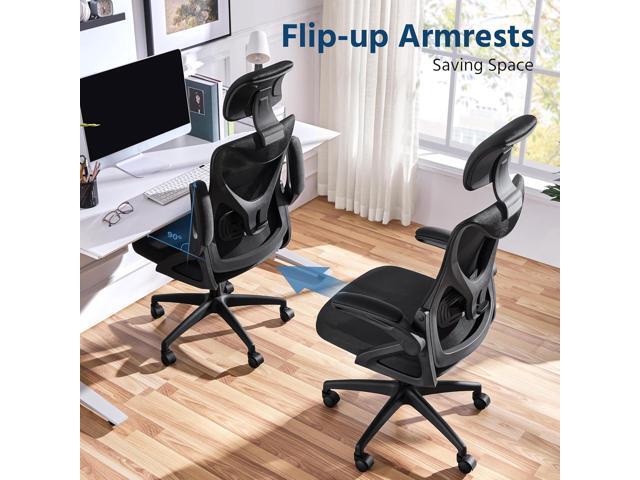 Yaheetech Ergonomic Office Chair, High Back Desk Chair with Flip-up Armrest and Headrest, Mesh Computer Chair with Lumbar Support for Home Office...
