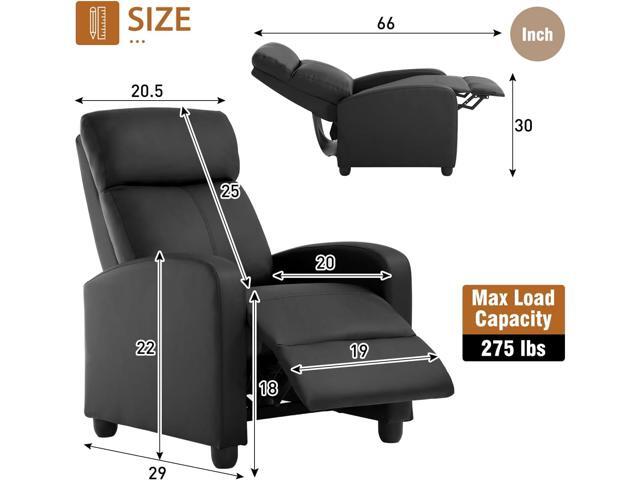 FDW Recliner Chair Push Back Sofa Home Theater Seating with Lumbar Support and Leather Padded Seat Backrest for Living Room