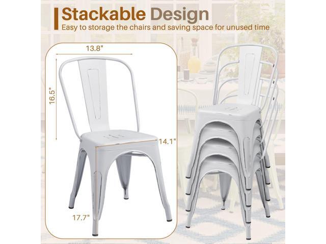Furmax Metal Dining Chair Indoor Outdoor Use Stackable Chic Side Classic Trattoria Metal Chairs Set of 4 for Kitchen, Dining Room, Bistro and Cafe...