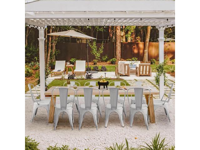 Furmax Metal Dining Chair Indoor Outdoor Use Stackable Chic Side Classic Trattoria Metal Chairs Set of 4 for Kitchen, Dining Room, Bistro and Cafe...