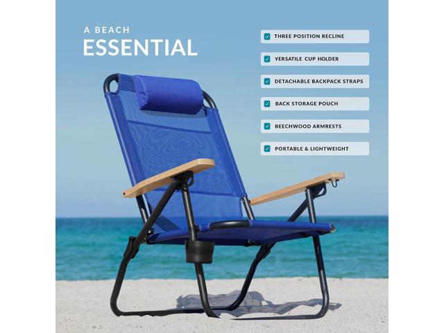 Water Buffalo Bondi Beach Chair Backpack Beach Chair for Adults with Reclining Positions, Cup Holder & High Back Support