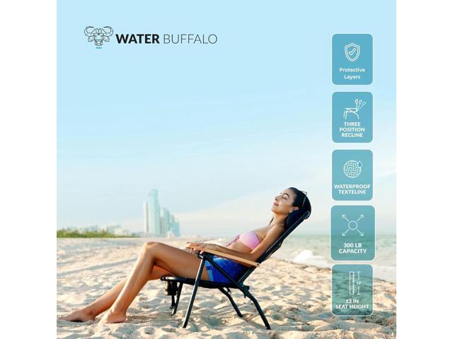 Water Buffalo Bondi Beach Chair Backpack Beach Chair for Adults with Reclining Positions, Cup Holder & High Back Support