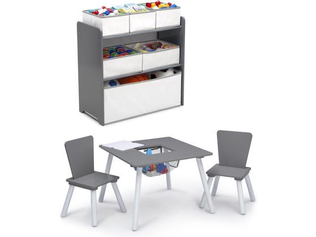 Delta Children 4-Piece Toddler Playroom Set, Grey/White
