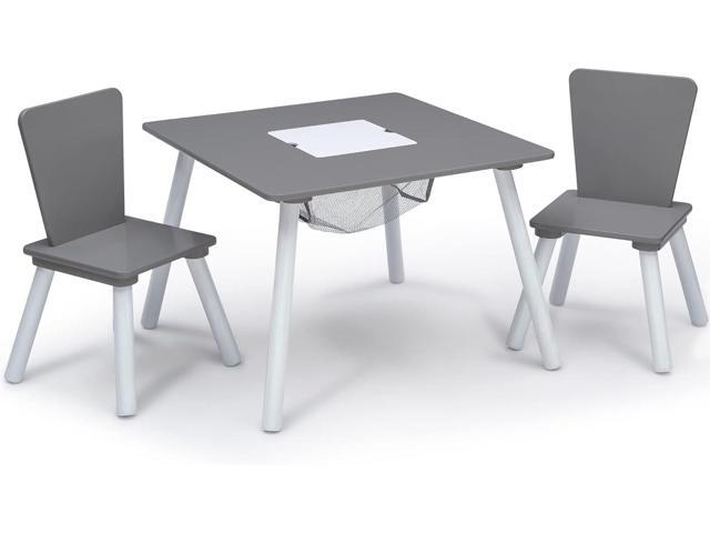 Delta Children 4-Piece Toddler Playroom Set, Grey/White